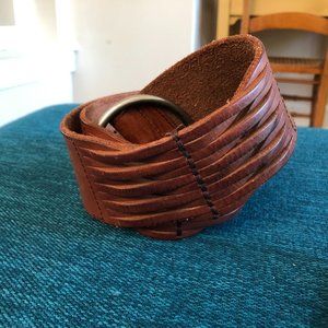 Vintage Linea Pelle decorative brown leather belt